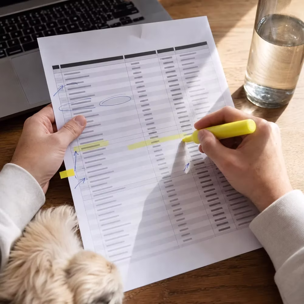 Keyword markup document with search terms marked up